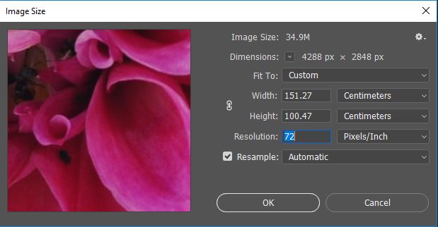 default resolution photoshop