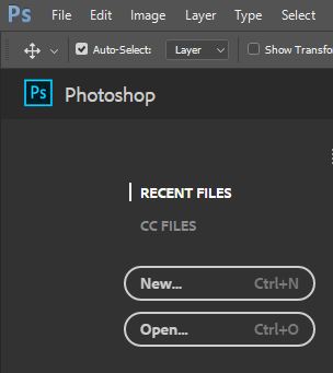 New and open file photoshop
